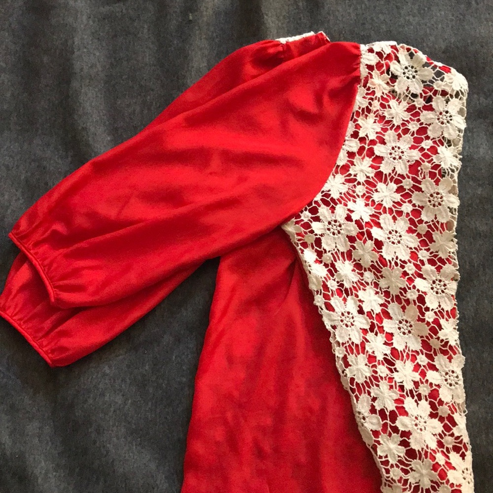 Gorgeous Red Blouse with cutout Lace Back Detail